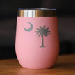 South Carolina Flag - Wine Tumbler Glass with Sliding Lid - Stainless Steel Insulated Mug - State Themed Drinking Decor and Gifts for South Carolinian Women & Men