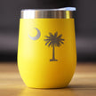 South Carolina Flag - Wine Tumbler Glass with Sliding Lid - Stainless Steel Insulated Mug - State Themed Drinking Decor and Gifts for South Carolinian Women & Men