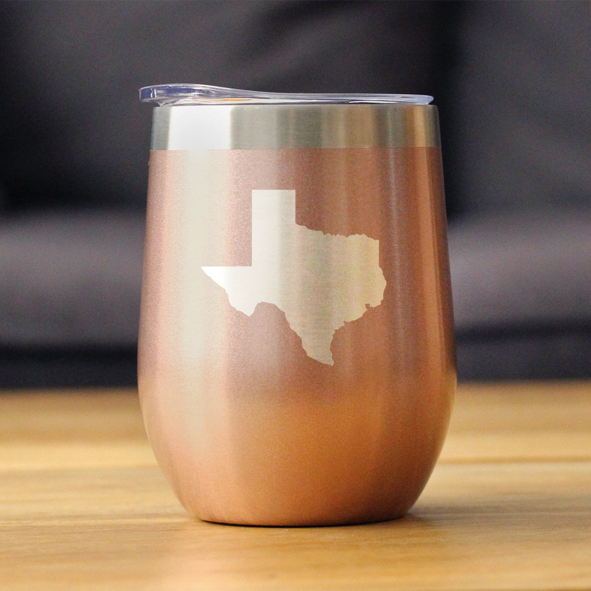 Texas State Outline - Wine Tumbler Glass with Sliding Lid - Stainless Steel Insulated Mug - State Themed Decor and Gifts for Texan Women &amp; Men