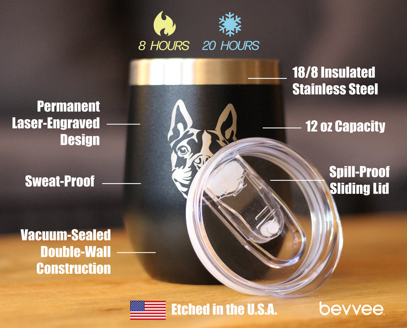 Boston Terrier Face - Wine Tumbler