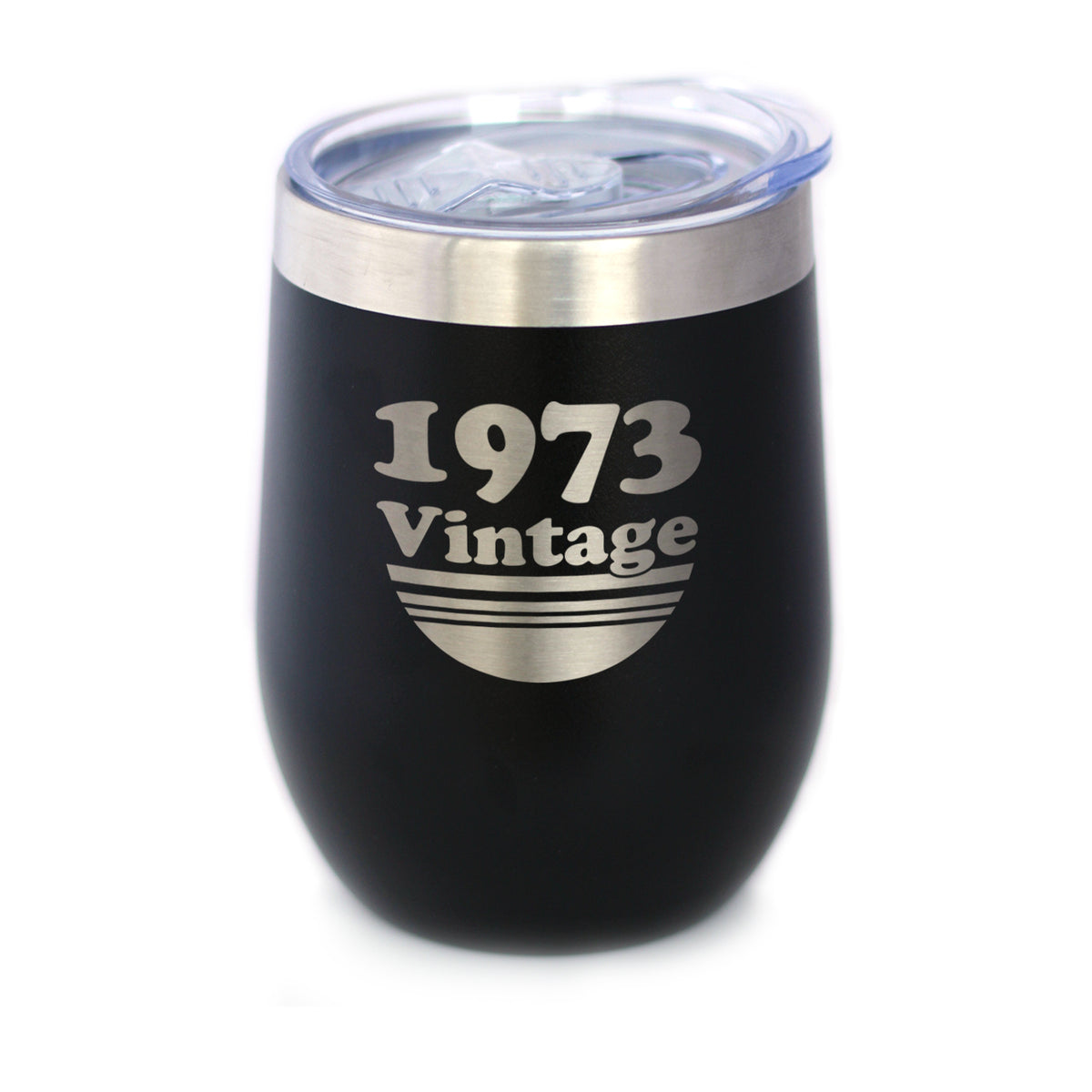 Vintage 1973 - 50th Birthday Stemless Wine Glass Gifts for Women &amp; Men Turning 50 - Insulated Wine Tumbler