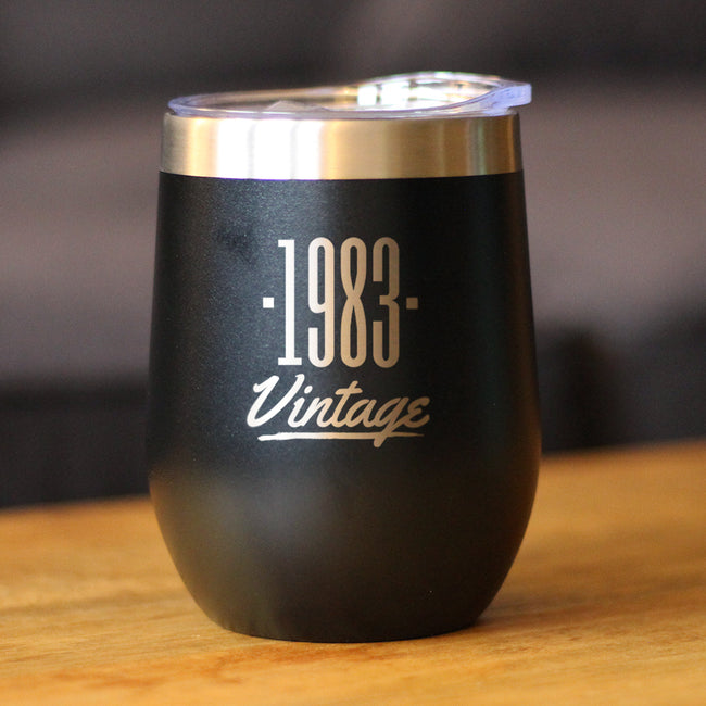 Vintage 1983 - Insulated Wine Tumbler - 43rd Birthday Gifts for Women & Men Turning 43