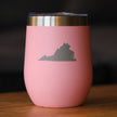 Virginia State Outline - Wine Tumbler Glass with Sliding Lid - Stainless Steel Insulated Mug - Virginia Gifts for Women and Men Virginians