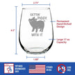 Gettin' Piggy With It - Cute Funny Stemless Wine Glass - Pig Decor Gifts for Lovers of Swine and Wine - Large 17 oz Glasses