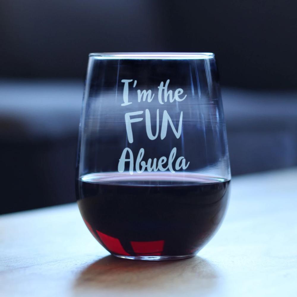 I&#39;m the Fun Abuela - 17 Ounce Stemless Wine Glass
