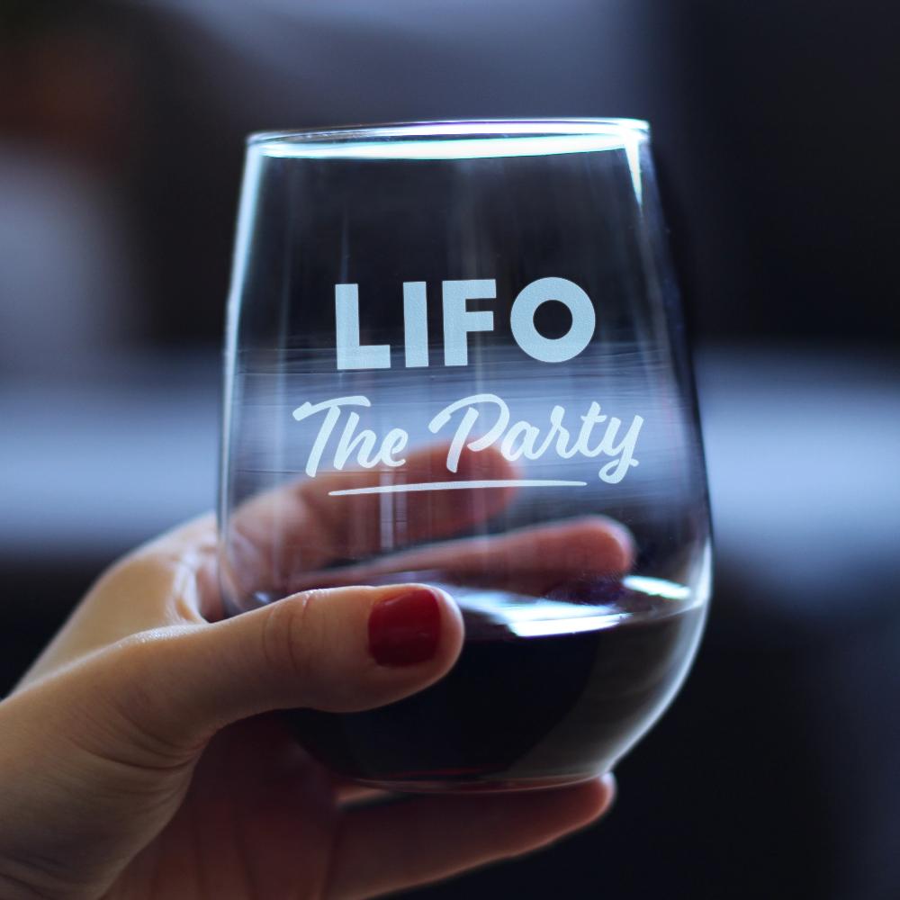 LIFO the Party - Funny Accounting Wine Glass Gift for Accountants - Large Stemless Glasses