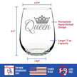 Queen – Cute Funny Stemless Wine Glass, Large Glasses, Etched Sayings, Gift Box