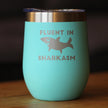 Fluent in Sharkasm - Funny Shark Wine Tumbler Glass with Sliding Lid - Stainless Steel Insulated Mug - Cute Shark Decor Gifts