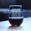 Started From the Bottle – Cute Funny Stemless Wine Glass, Large 17 Ounces, Etched Sayings, Gift Box
