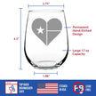 Texas Flag Heart – Cute Funny Stemless Wine Glass, Large 17 Ounces, Etched Sayings, Gift Box
